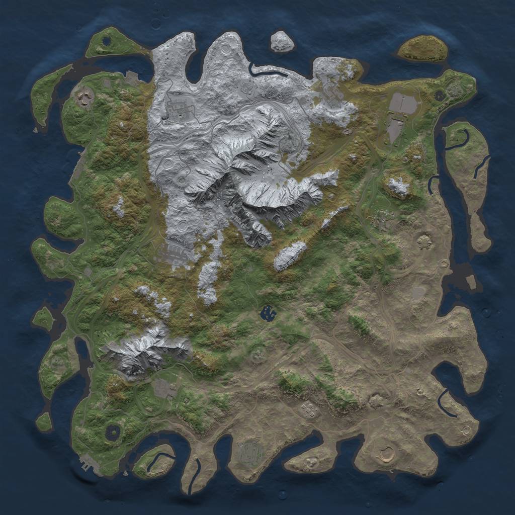 Rust Map: Procedural Map, Size: 5000, Seed: 1722, 19 Monuments