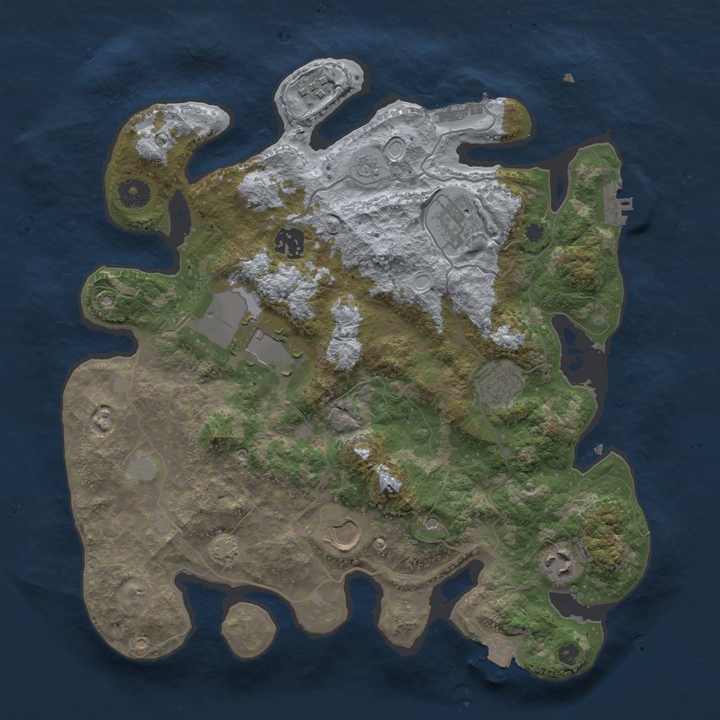 Rust Map: Procedural Map, Size: 3500, Seed: 51638073, 15 Monuments