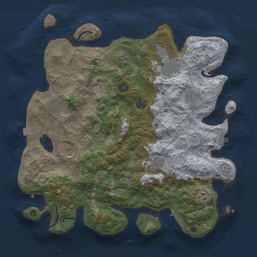 Rust Map: Procedural Map, Size: 3850, Seed: 28097525, 17 Monuments