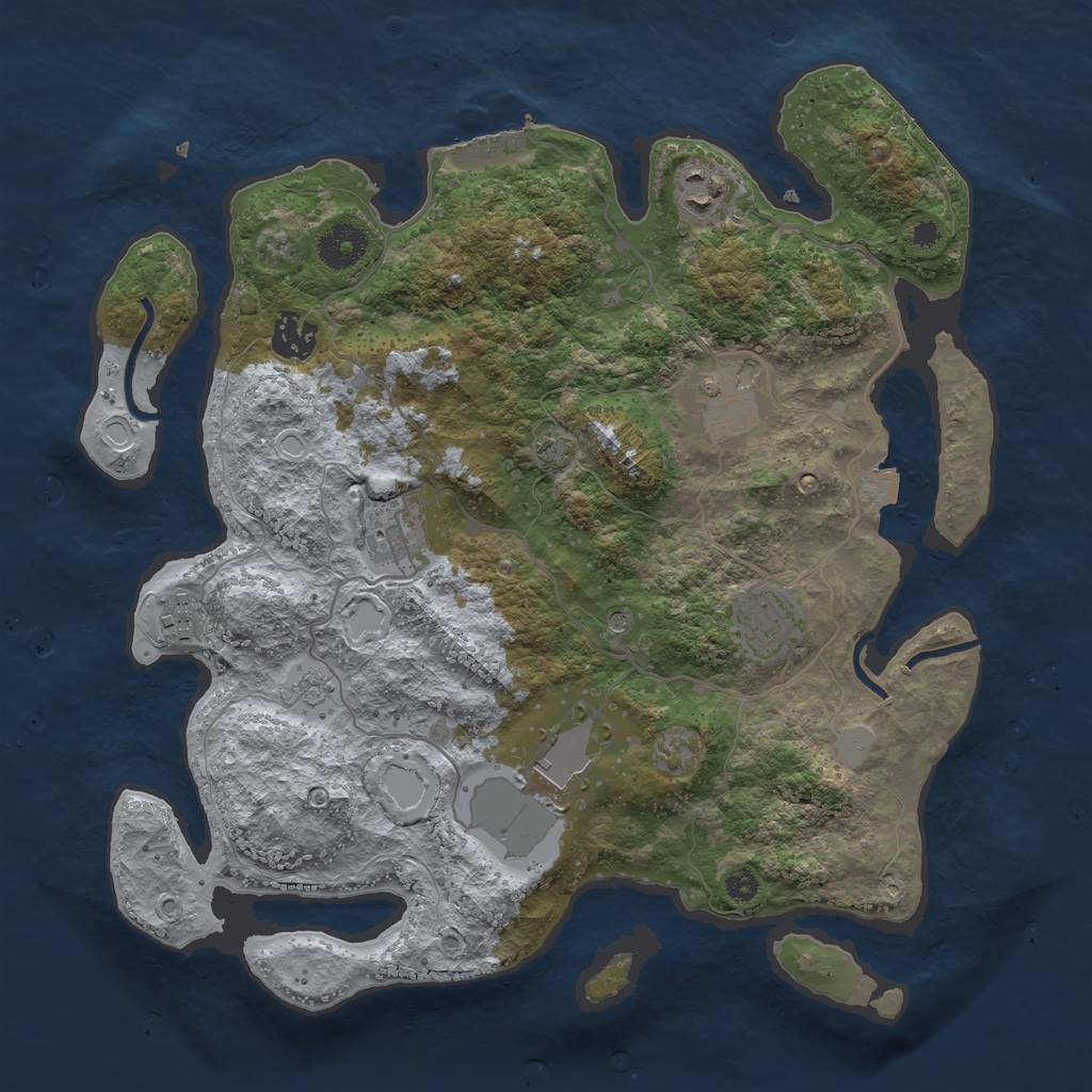 Rust Map: Procedural Map, Size: 3500, Seed: 1834008910, 14 Monuments