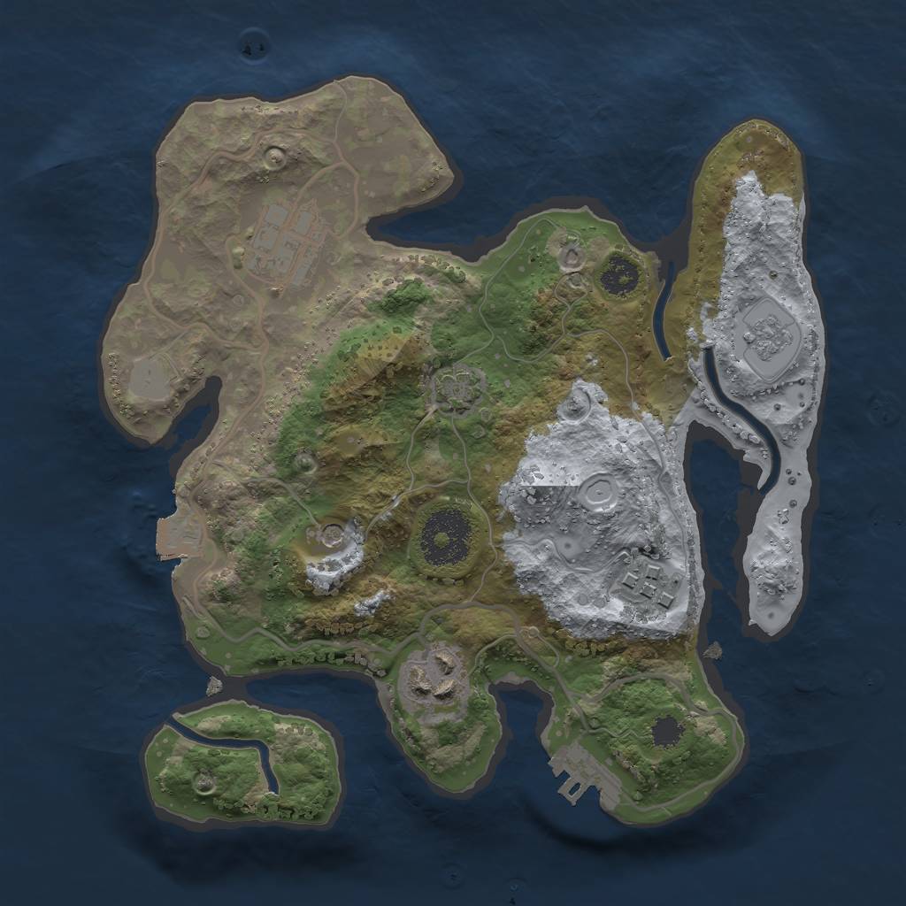 Rust Map: Procedural Map, Size: 2500, Seed: 51899, 10 Monuments