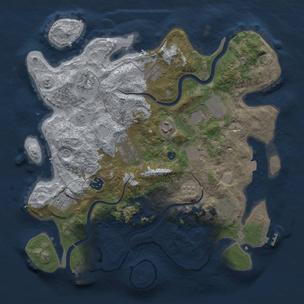 Rust Map: Procedural Map, Size: 3650, Seed: 68606418, 16 Monuments