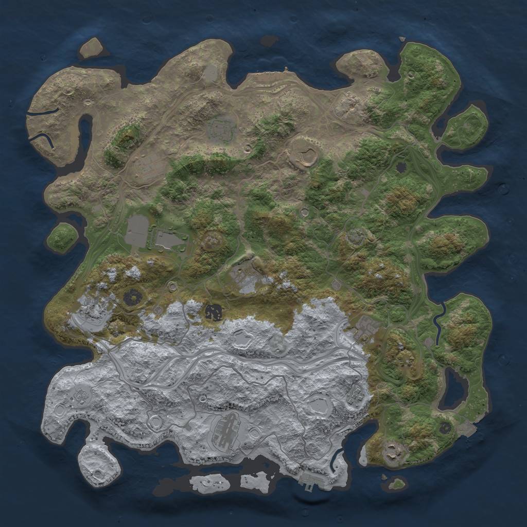 Rust Map: Procedural Map, Size: 4400, Seed: 519714, 19 Monuments