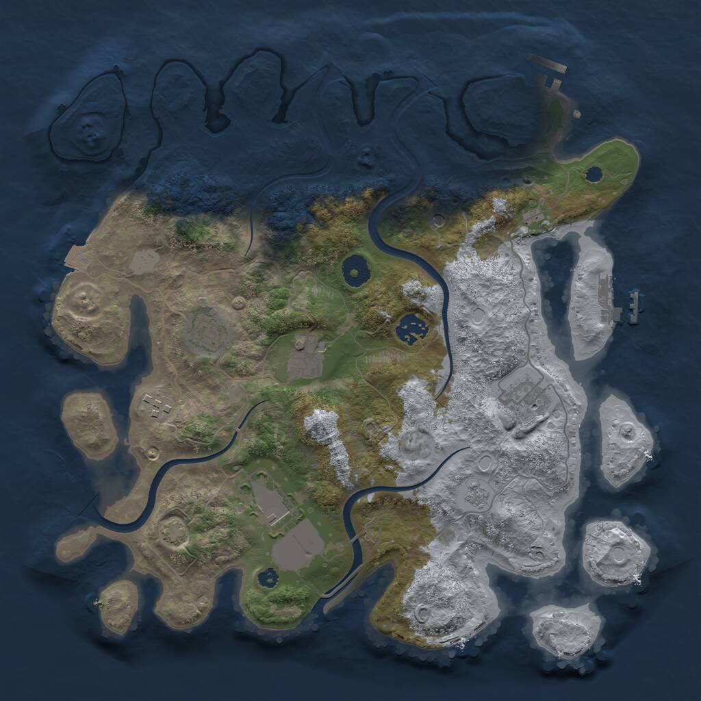 Rust Map: Procedural Map, Size: 3550, Seed: 90497292, 12 Monuments