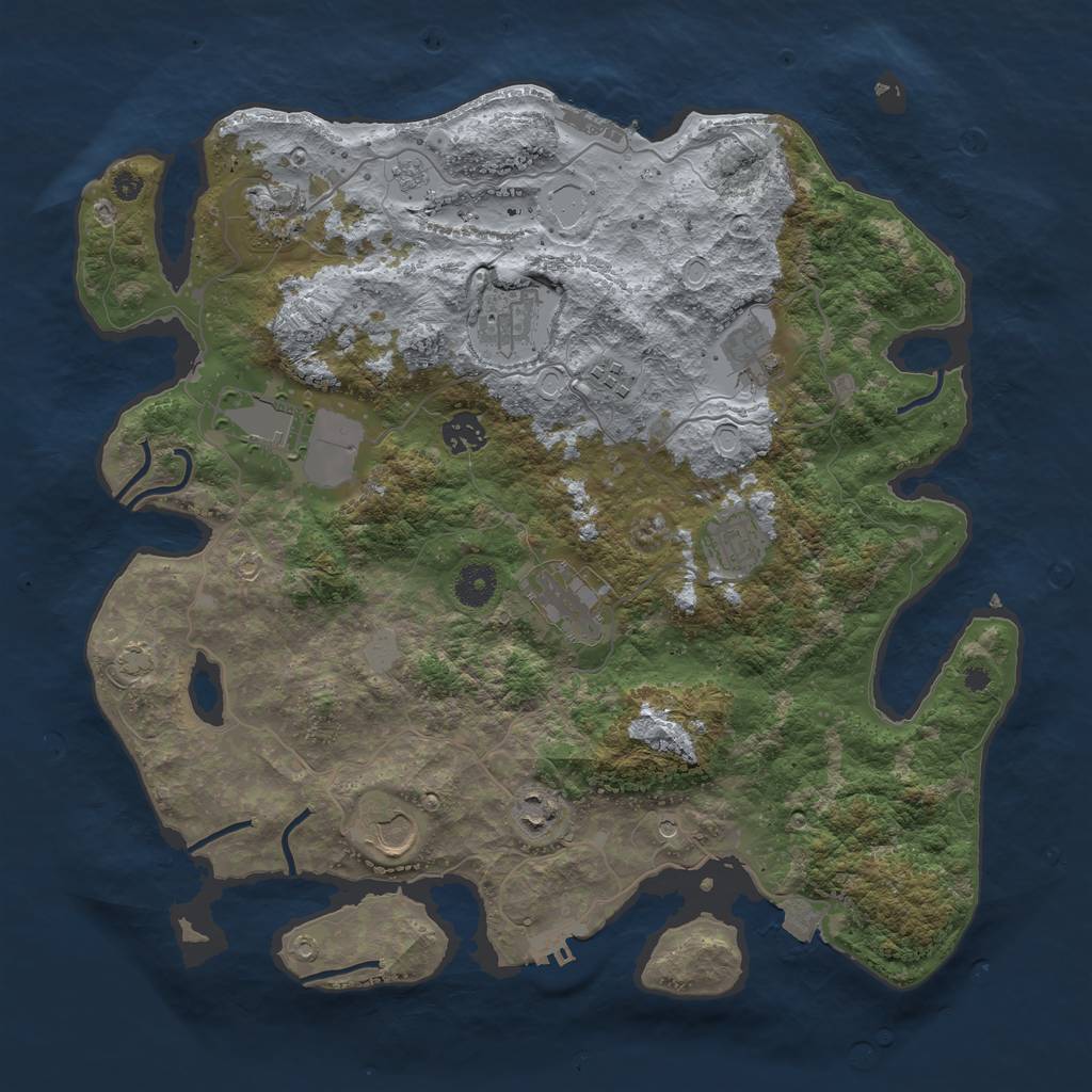 Rust Map: Procedural Map, Size: 3850, Seed: 21457506, 18 Monuments