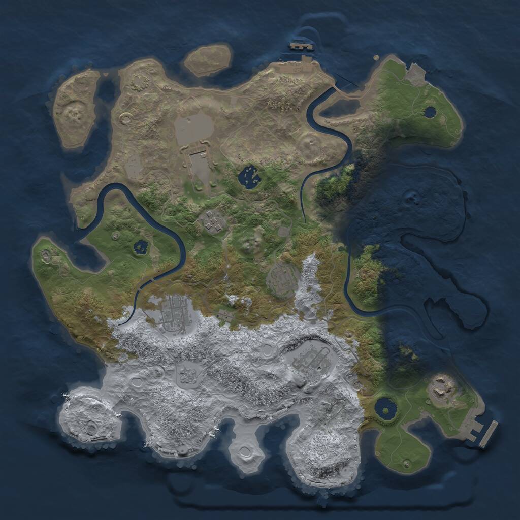 Rust Map: Procedural Map, Size: 3550, Seed: 81249045, 13 Monuments