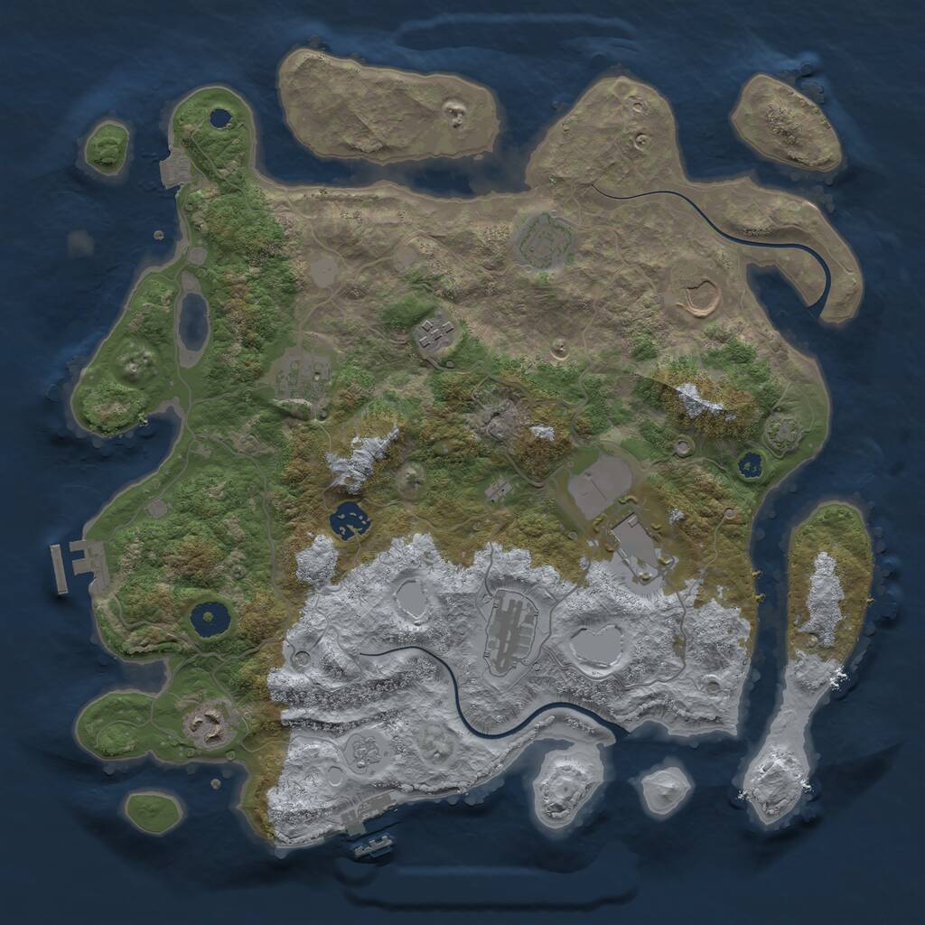 Rust Map: Procedural Map, Size: 3750, Seed: 1928361, 14 Monuments