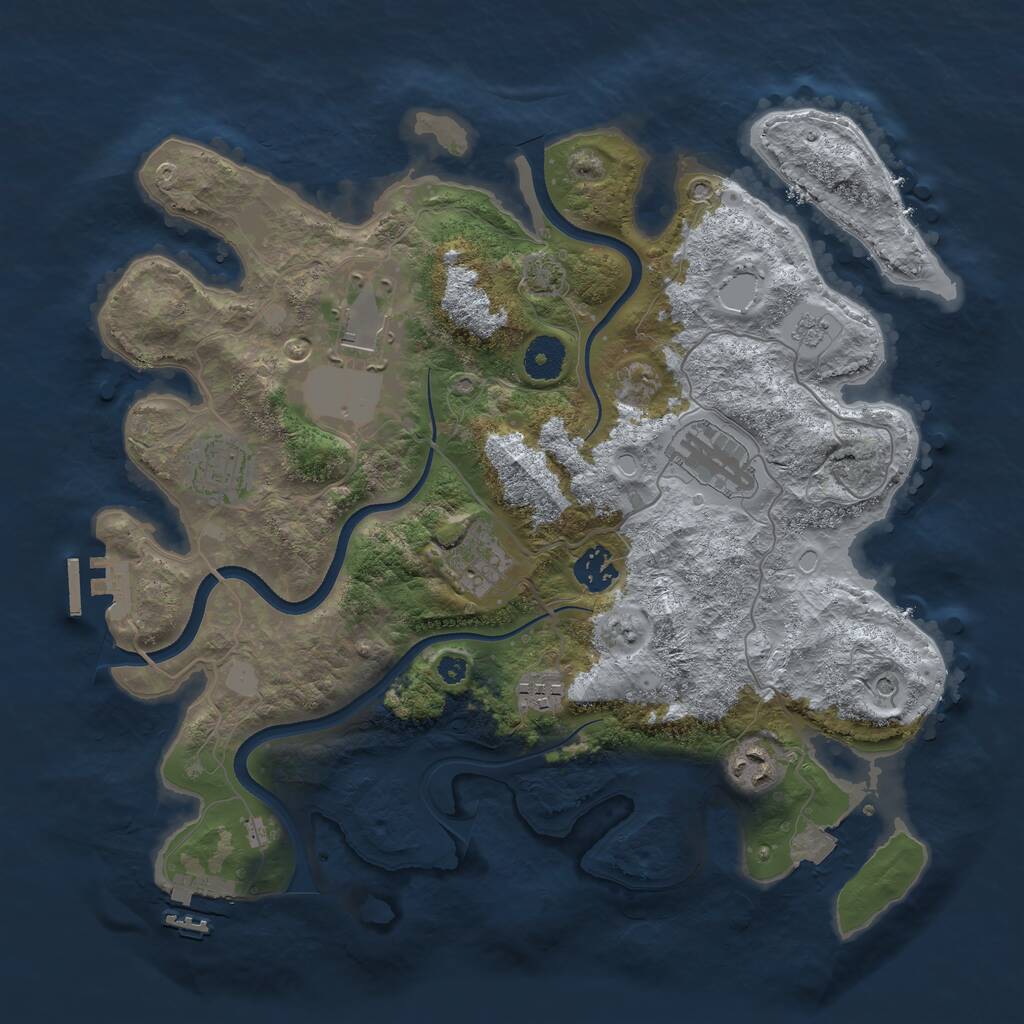 Rust Map: Procedural Map, Size: 3600, Seed: 78381544, 13 Monuments