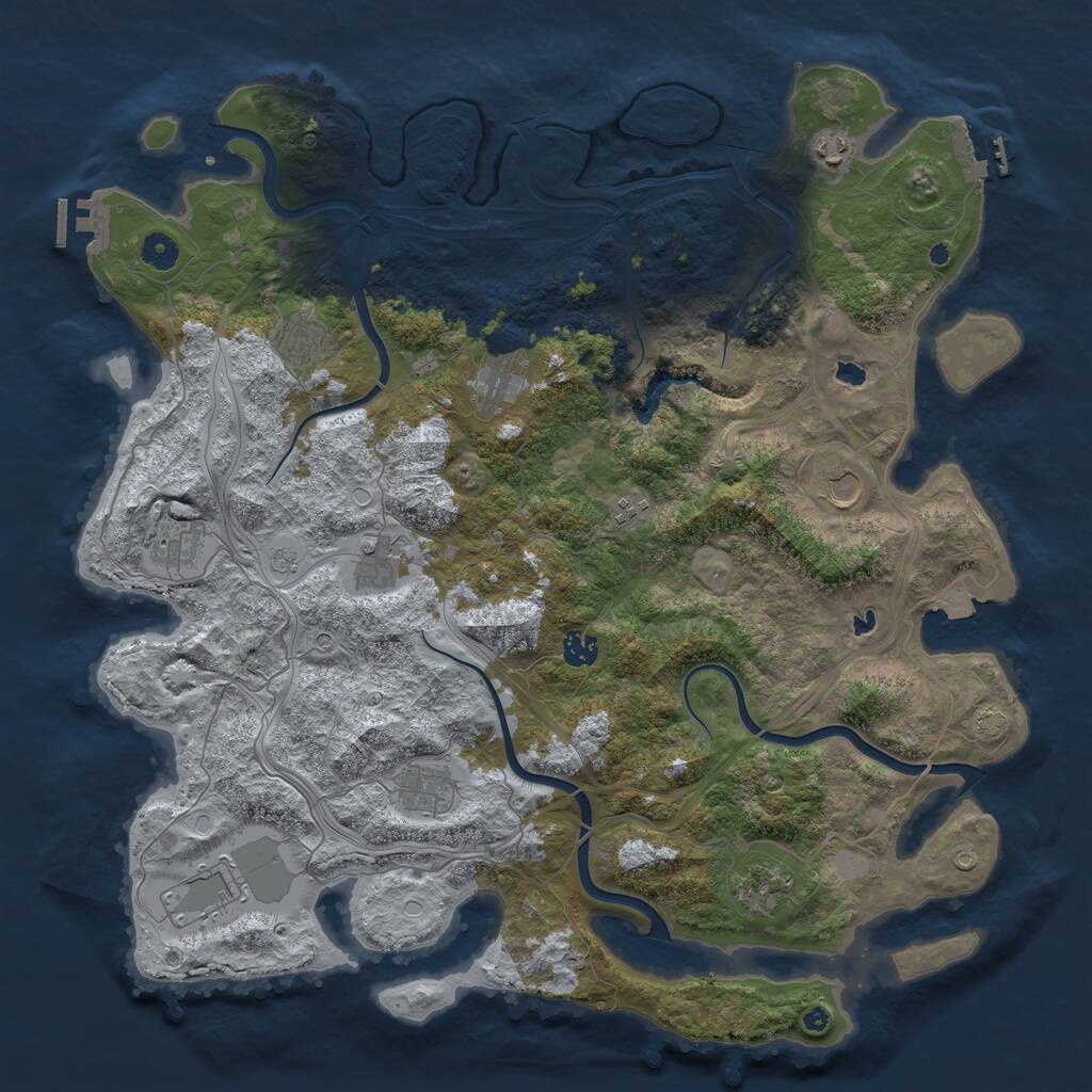 Rust Map: Procedural Map, Size: 4500, Seed: 851016010, 17 Monuments