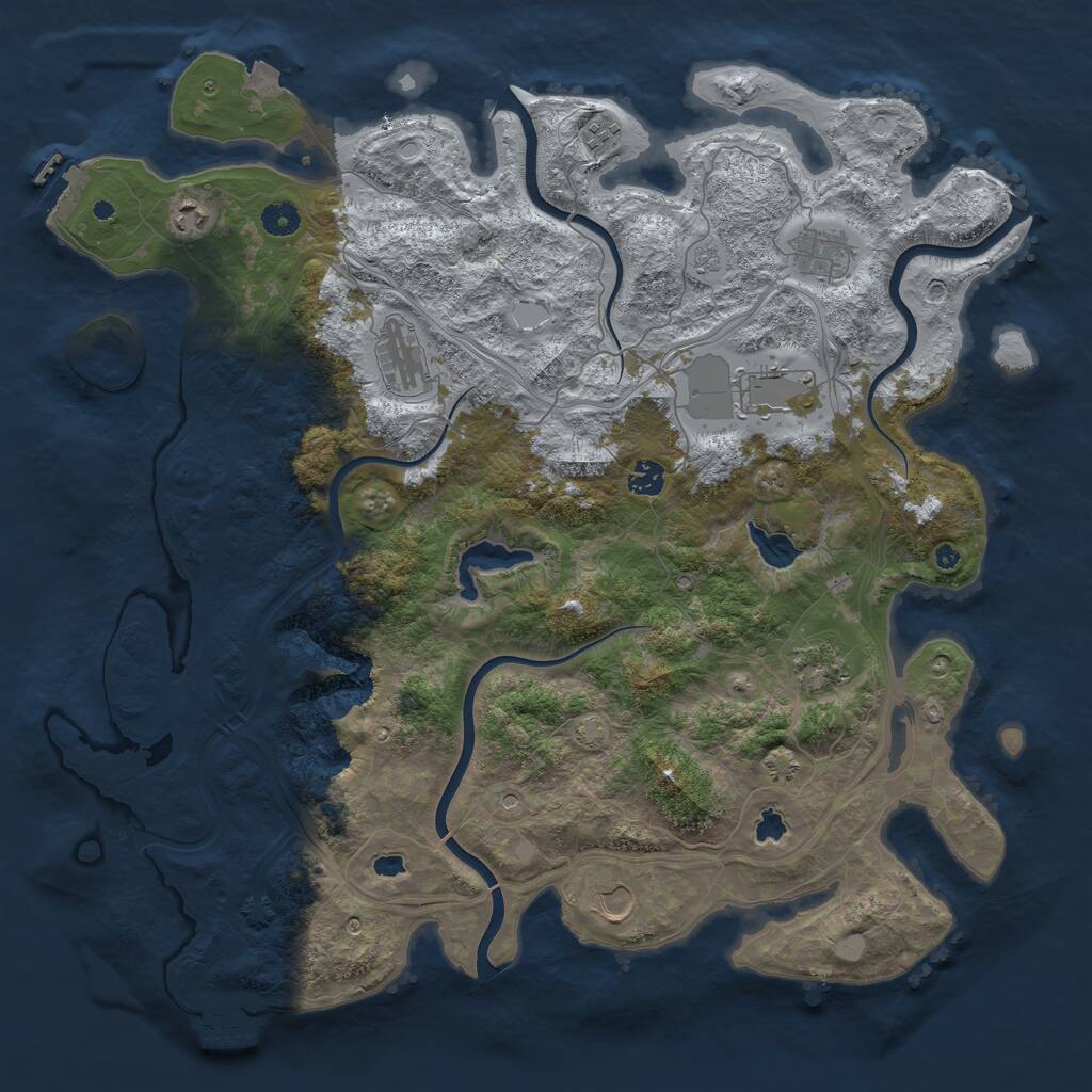 Rust Map: Procedural Map, Size: 4500, Seed: 1200105737, 14 Monuments