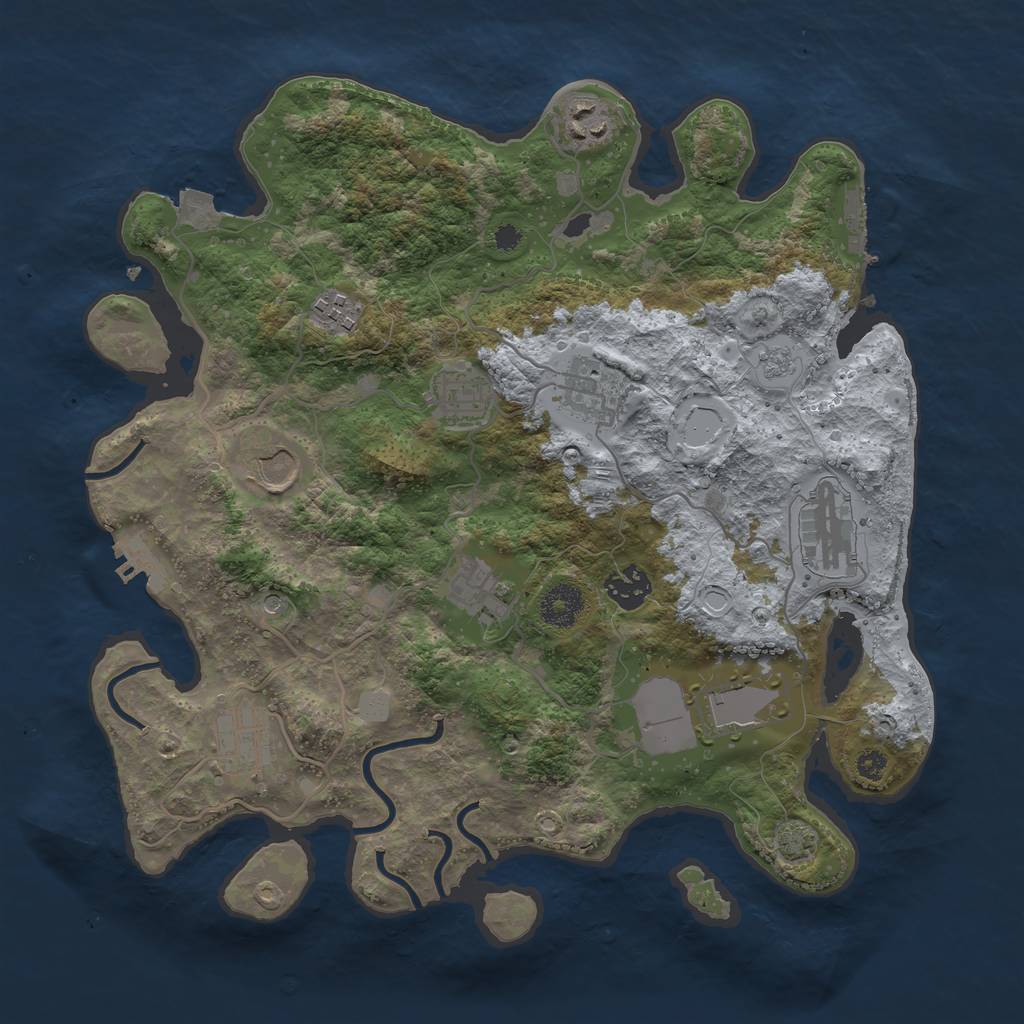Rust Map: Procedural Map, Size: 3500, Seed: 856446007, 18 Monuments