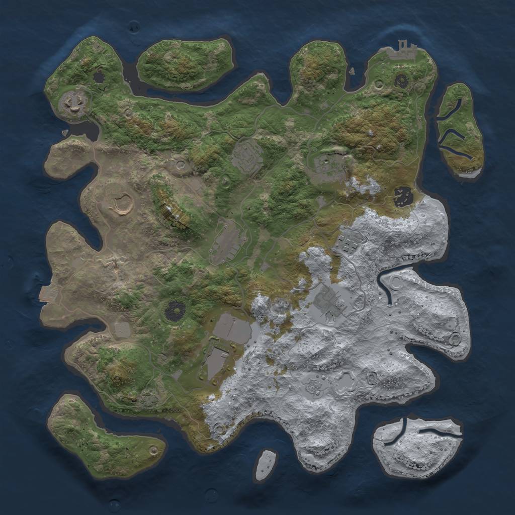 Rust Map: Procedural Map, Size: 3700, Seed: 8277370, 16 Monuments
