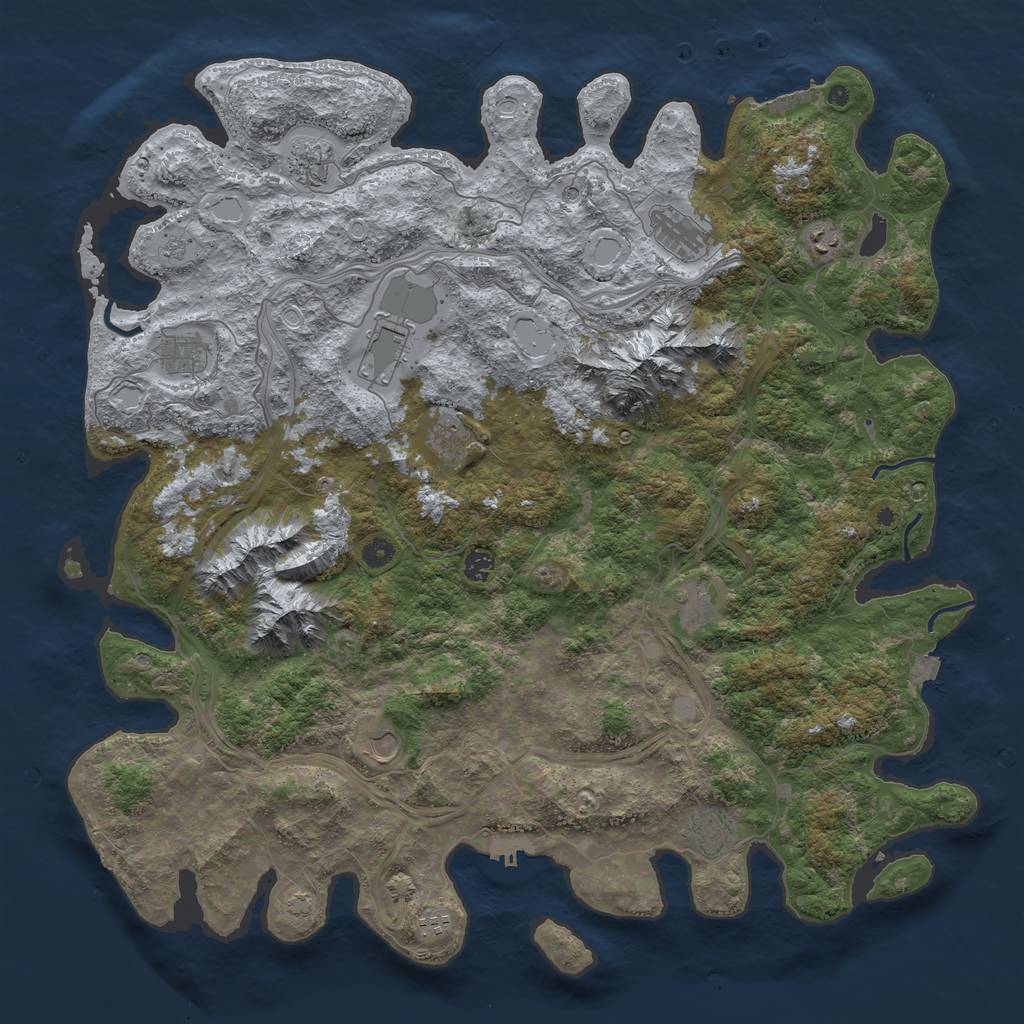 Rust Map: Procedural Map, Size: 5000, Seed: 7476, 19 Monuments
