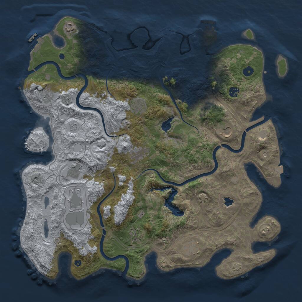 Rust Map: Procedural Map, Size: 4400, Seed: 46147616, 17 Monuments