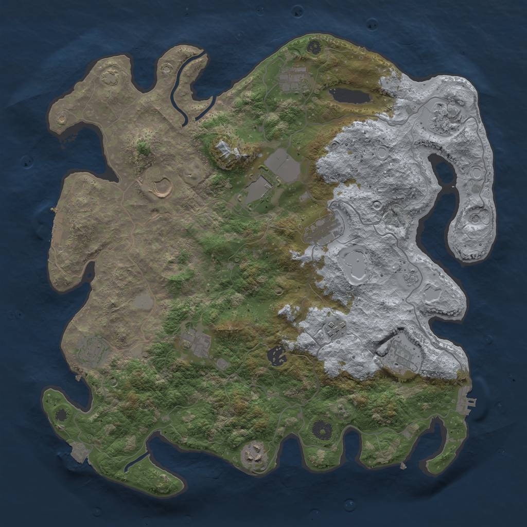 Rust Map: Procedural Map, Size: 3950, Seed: 44971516, 19 Monuments