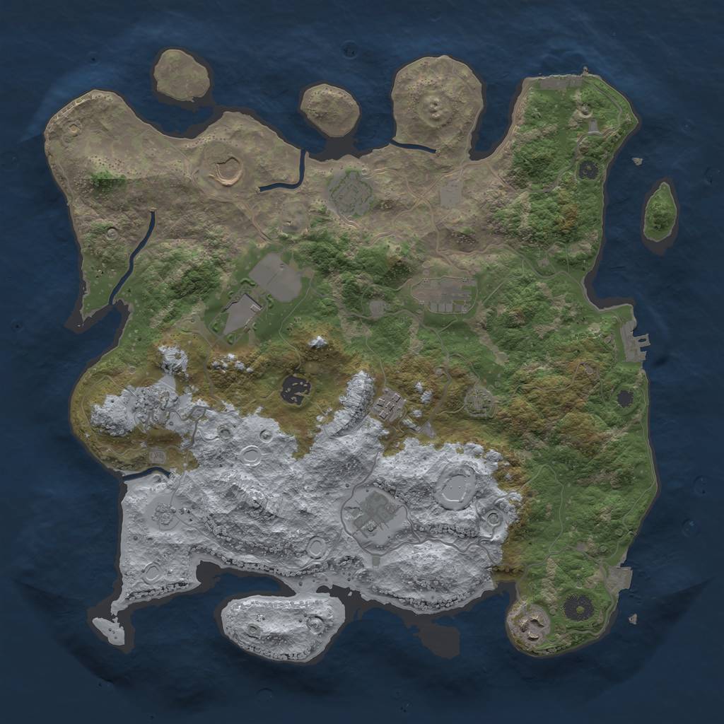 Rust Map: Procedural Map, Size: 3800, Seed: 32708063, 17 Monuments