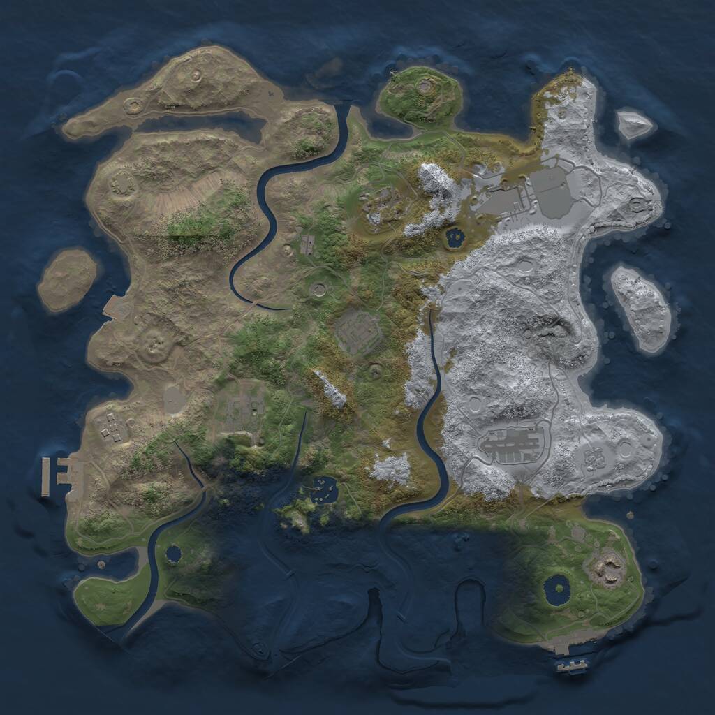 Rust Map: Procedural Map, Size: 3700, Seed: 73976063, 14 Monuments