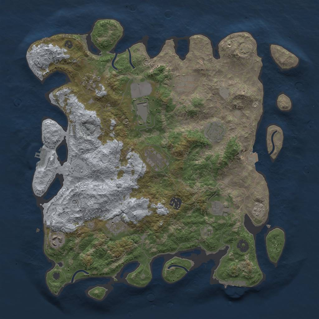 Rust Map: Procedural Map, Size: 3900, Seed: 7124938, 18 Monuments
