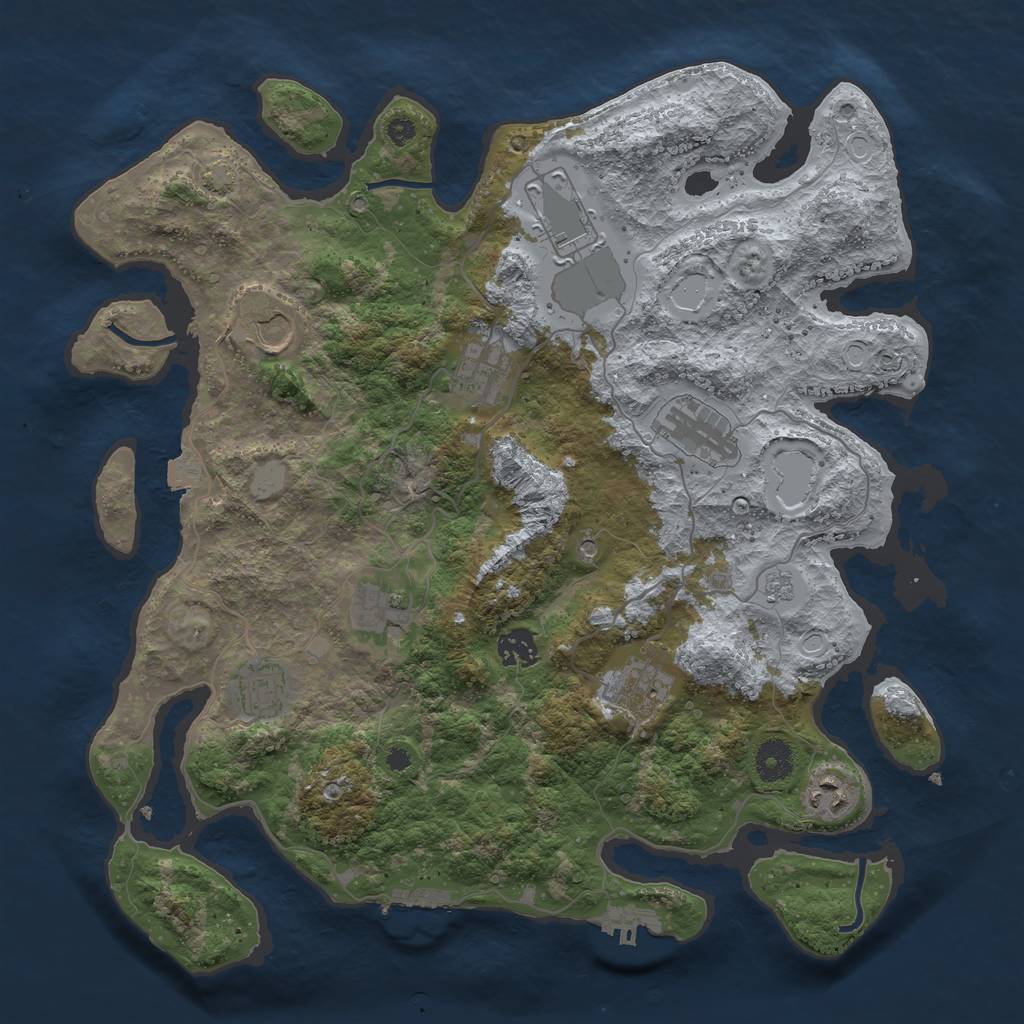 Rust Map: Procedural Map, Size: 3800, Seed: 30386676, 17 Monuments