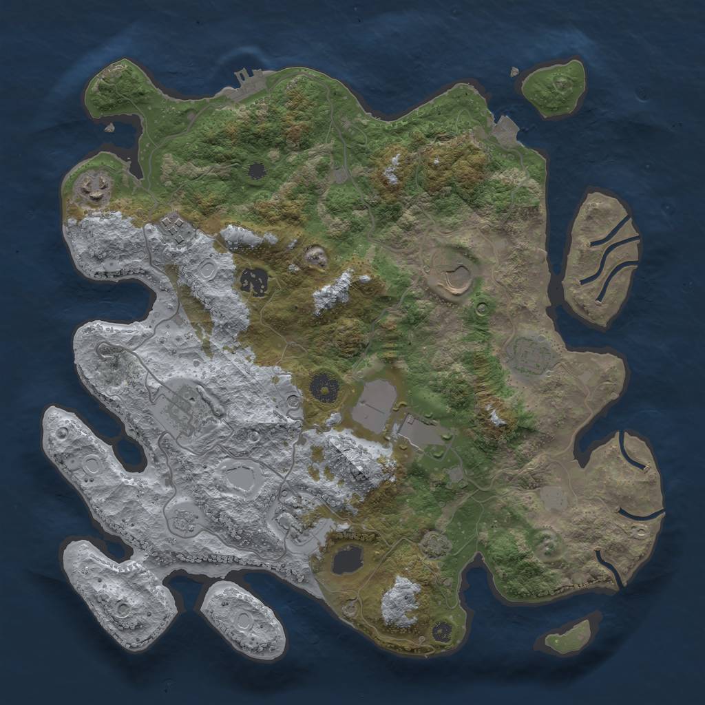 Rust Map: Procedural Map, Size: 3600, Seed: 32773474, 15 Monuments