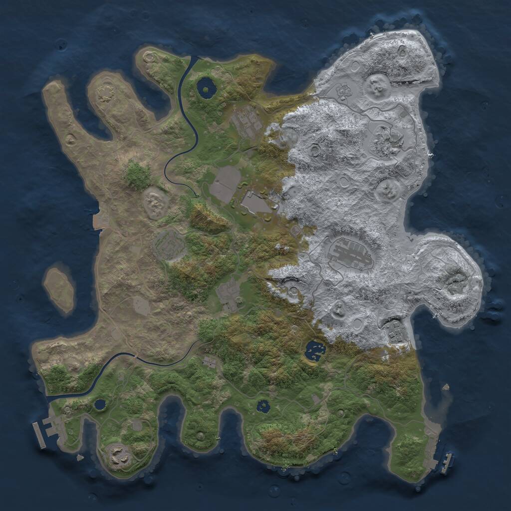 Rust Map: Procedural Map, Size: 3800, Seed: 2175679, 15 Monuments