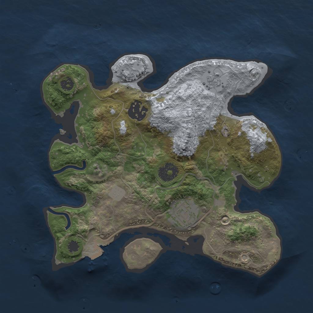 Rust Map: Procedural Map, Size: 2443, Seed: 13825, 6 Monuments
