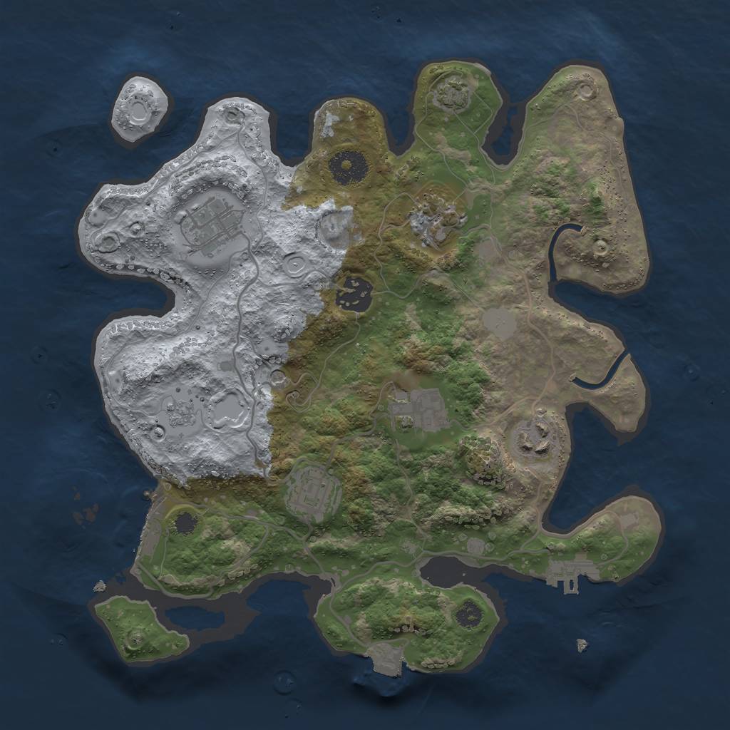 Rust Map: Procedural Map, Size: 3000, Seed: 29440, 14 Monuments