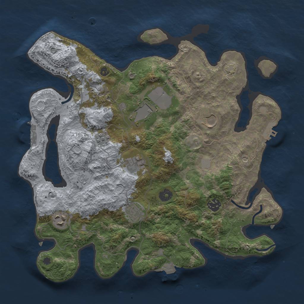 Rust Map: Procedural Map, Size: 3500, Seed: 300104517, 16 Monuments