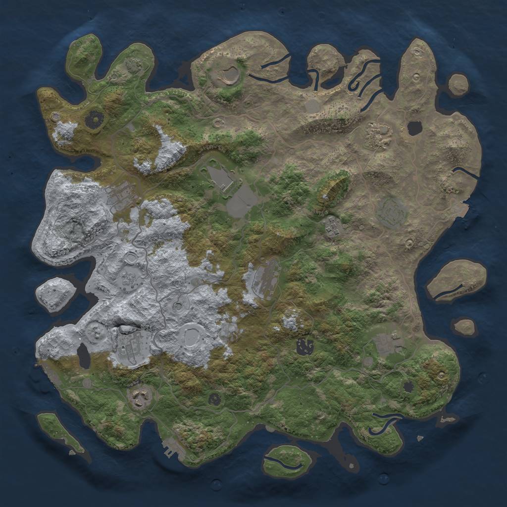 Rust Map: Procedural Map, Size: 4100, Seed: 97360556, 19 Monuments