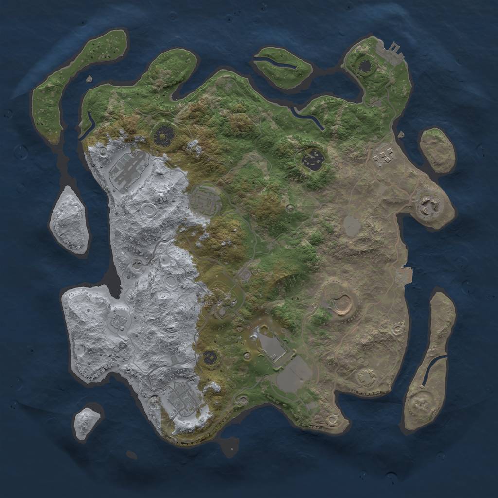 Rust Map: Procedural Map, Size: 3600, Seed: 95512740, 16 Monuments
