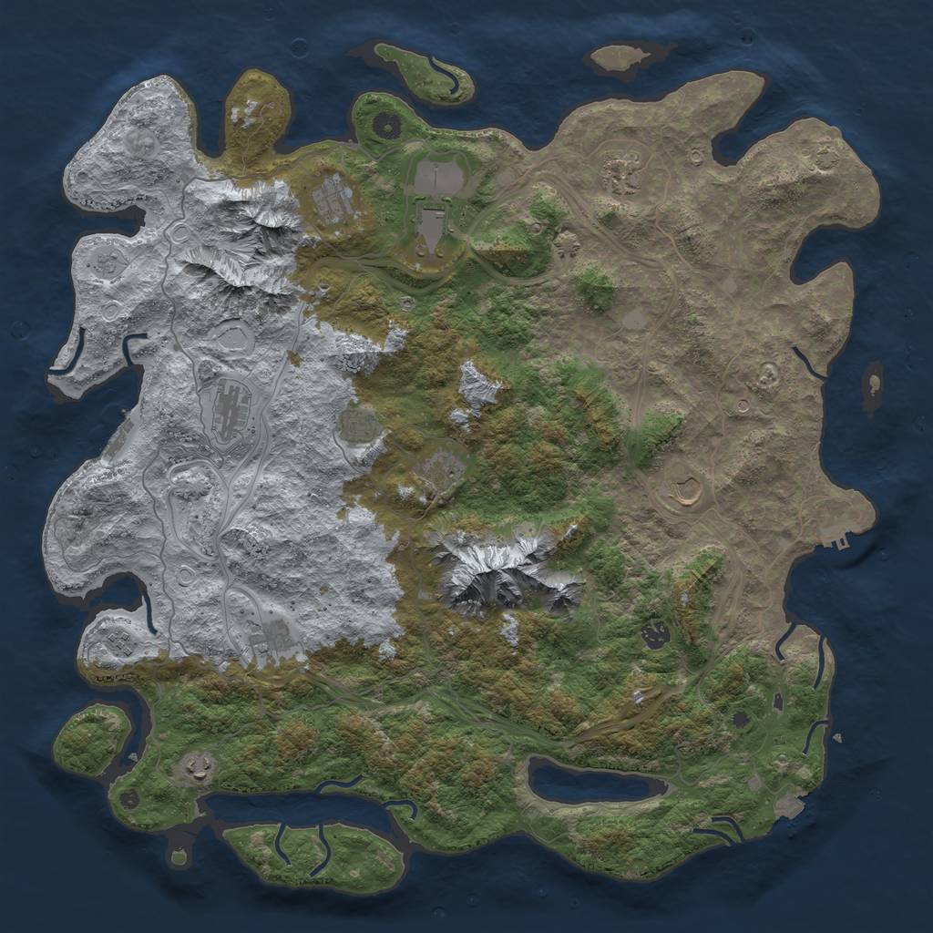 Rust Map: Procedural Map, Size: 5000, Seed: 77499373, 19 Monuments