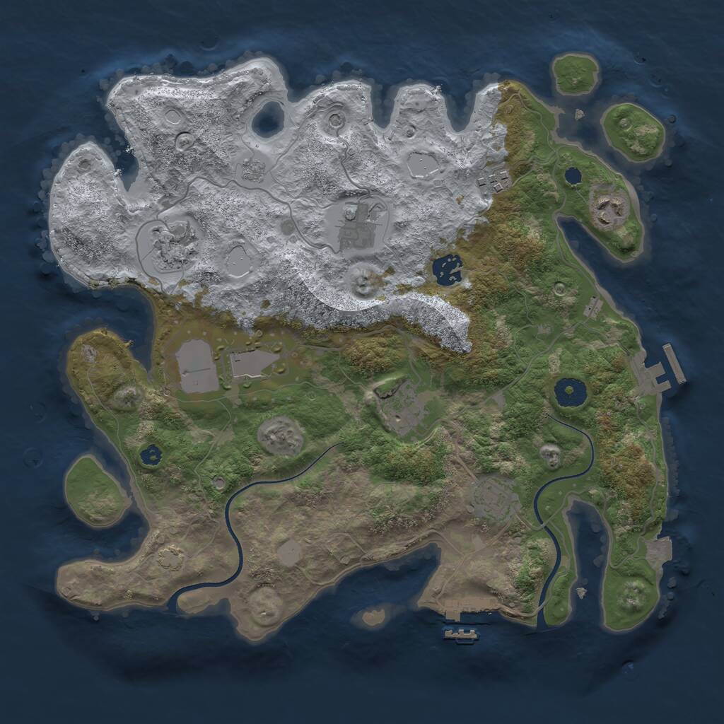 Rust Map: Procedural Map, Size: 3500, Seed: 47384872, 14 Monuments