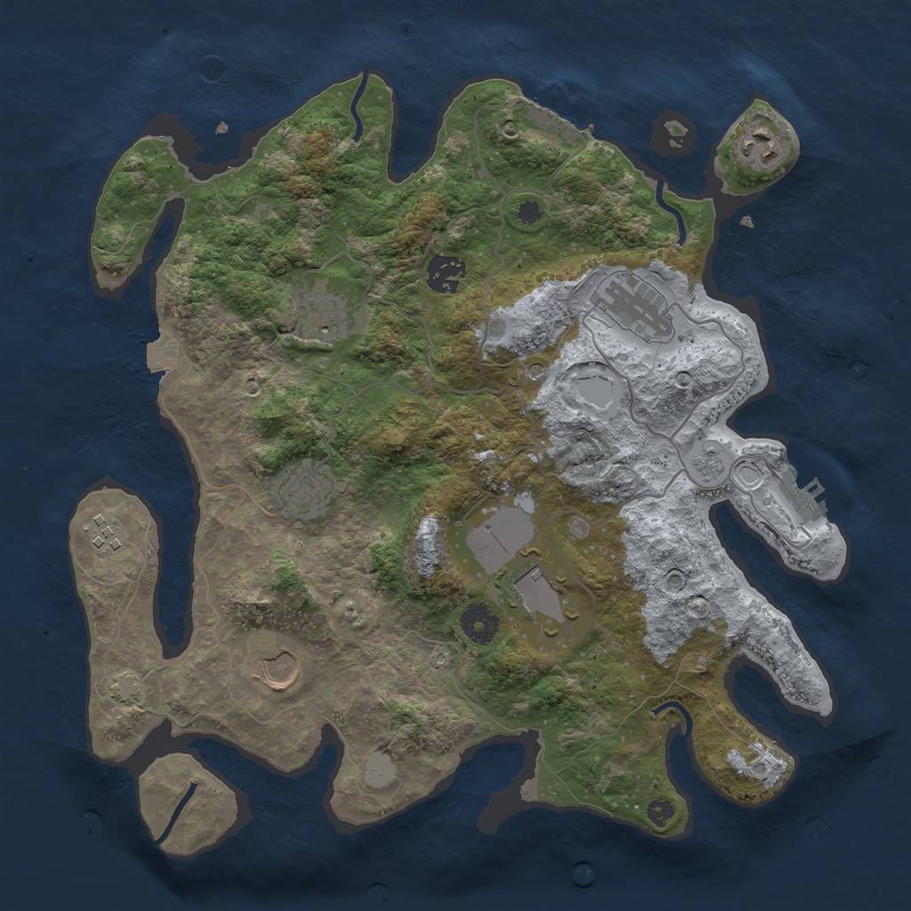 Rust Map: Procedural Map, Size: 3500, Seed: 432566743, 16 Monuments