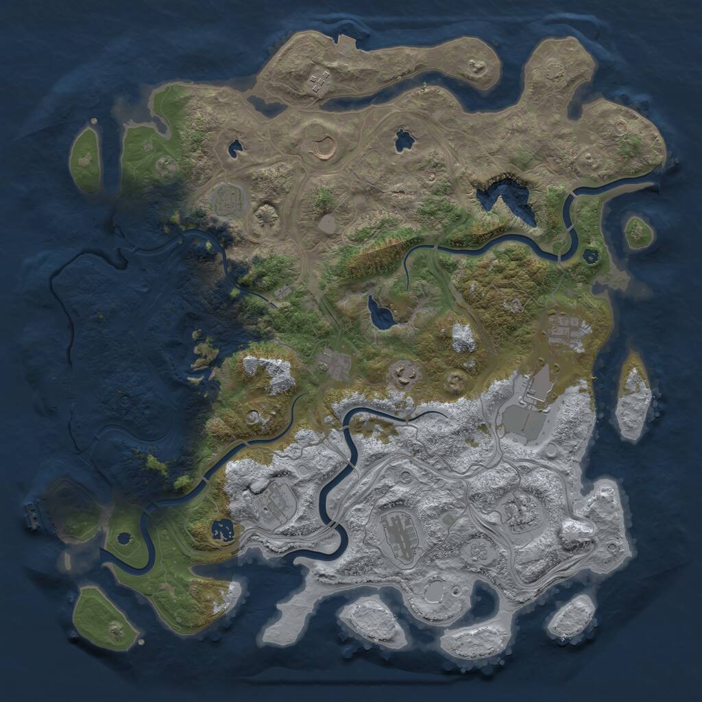 Rust Map: Procedural Map, Size: 4500, Seed: 1703910146, 17 Monuments