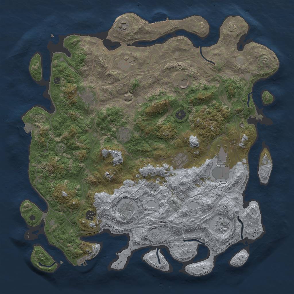 Rust Map: Procedural Map, Size: 4500, Seed: 1703910146, 19 Monuments