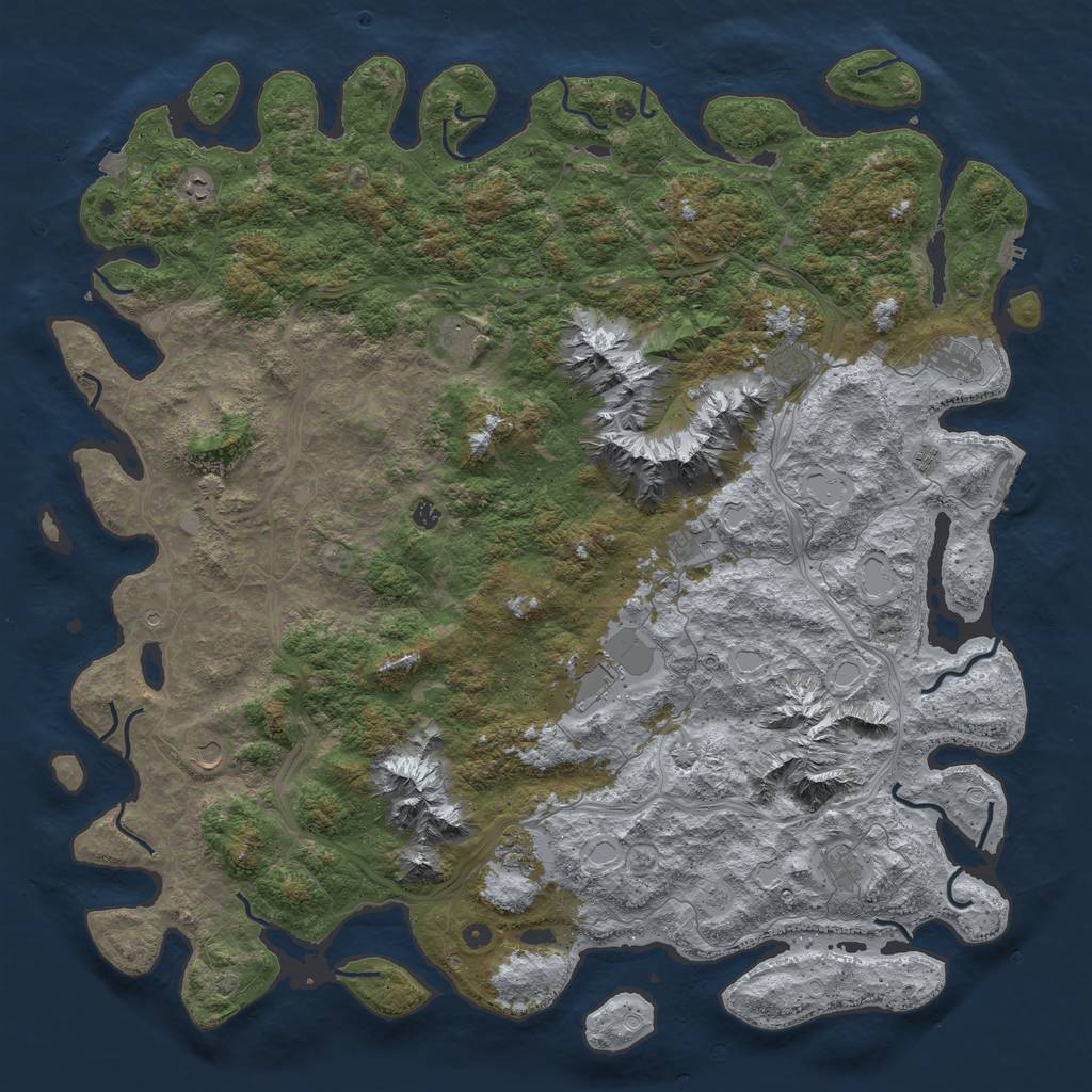 Rust Map: Procedural Map, Size: 6000, Seed: 16011601, 19 Monuments