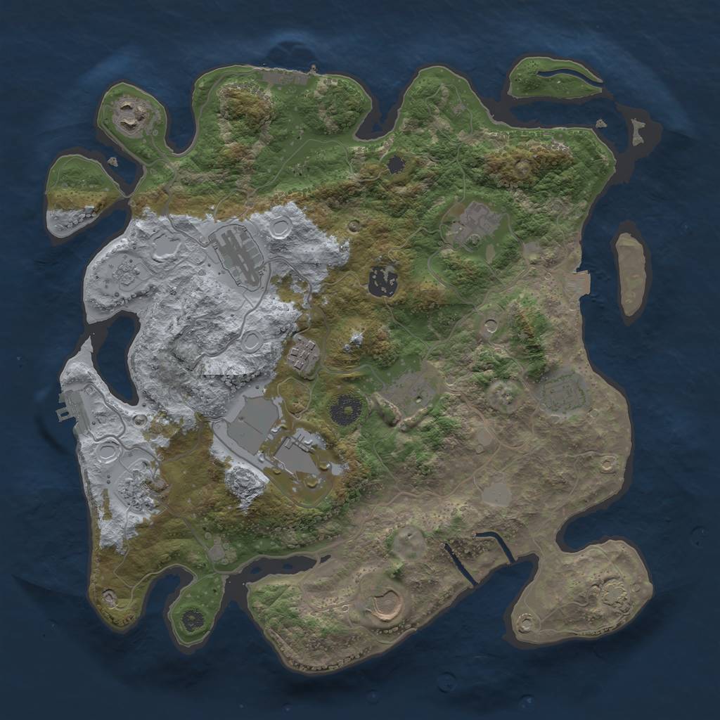 Rust Map: Procedural Map, Size: 3500, Seed: 1137335427, 18 Monuments