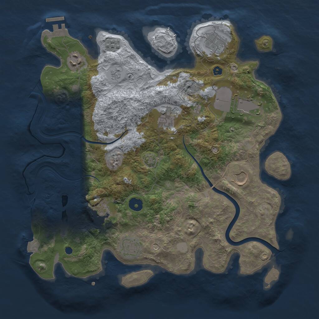 Rust Map: Procedural Map, Size: 3500, Seed: 1512418575, 13 Monuments