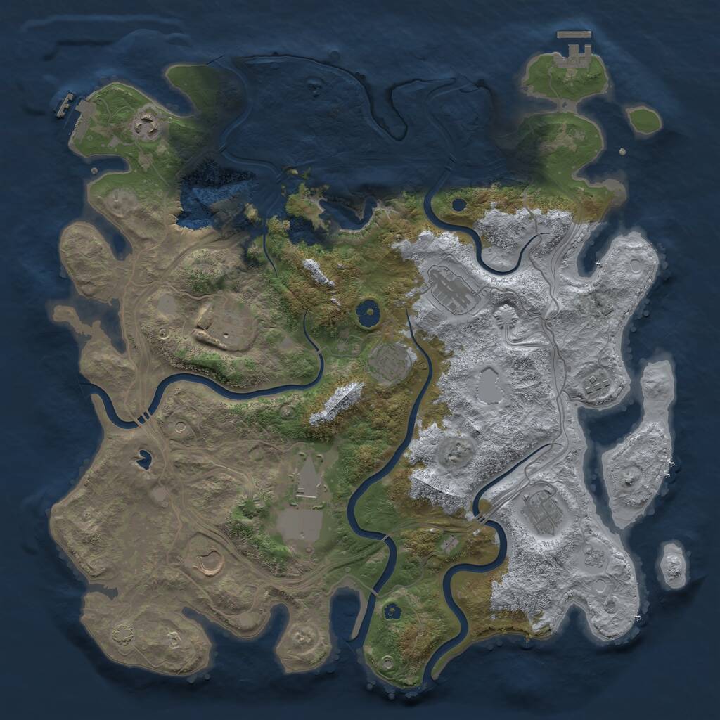 Rust Map: Procedural Map, Size: 4250, Seed: 1343177383, 14 Monuments