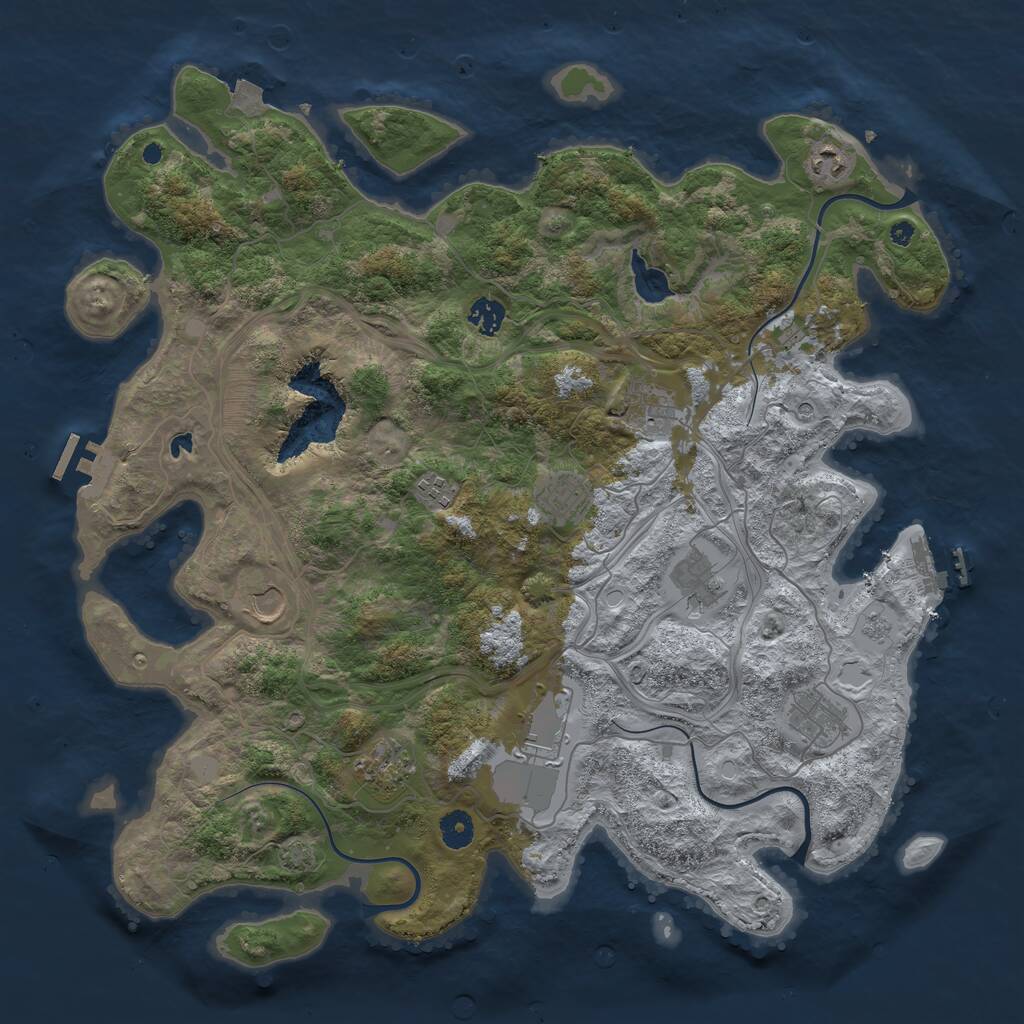 Rust Map: Procedural Map, Size: 4250, Seed: 1042759207, 16 Monuments