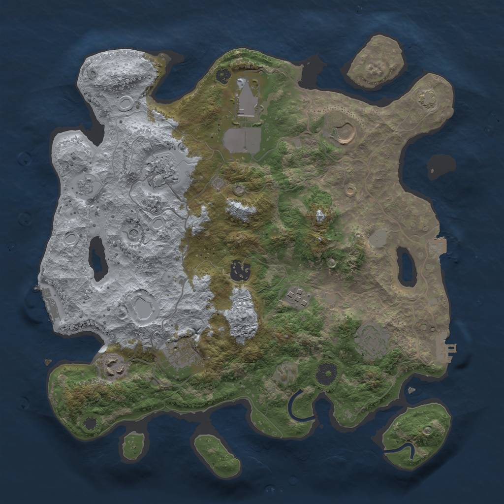 Rust Map: Procedural Map, Size: 3500, Seed: 1209013640, 16 Monuments