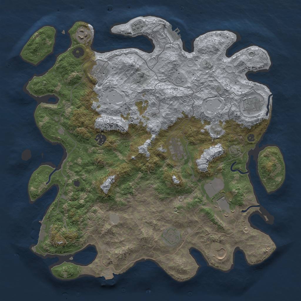 Rust Map: Procedural Map, Size: 4000, Seed: 212197229, 17 Monuments