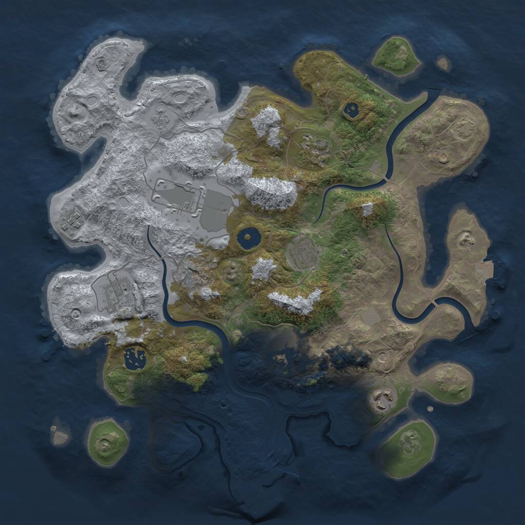 Rust Map: Procedural Map, Size: 3500, Seed: 1343756198, 13 Monuments