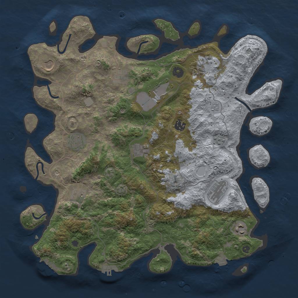 Rust Map: Procedural Map, Size: 4000, Seed: 1008938238, 19 Monuments