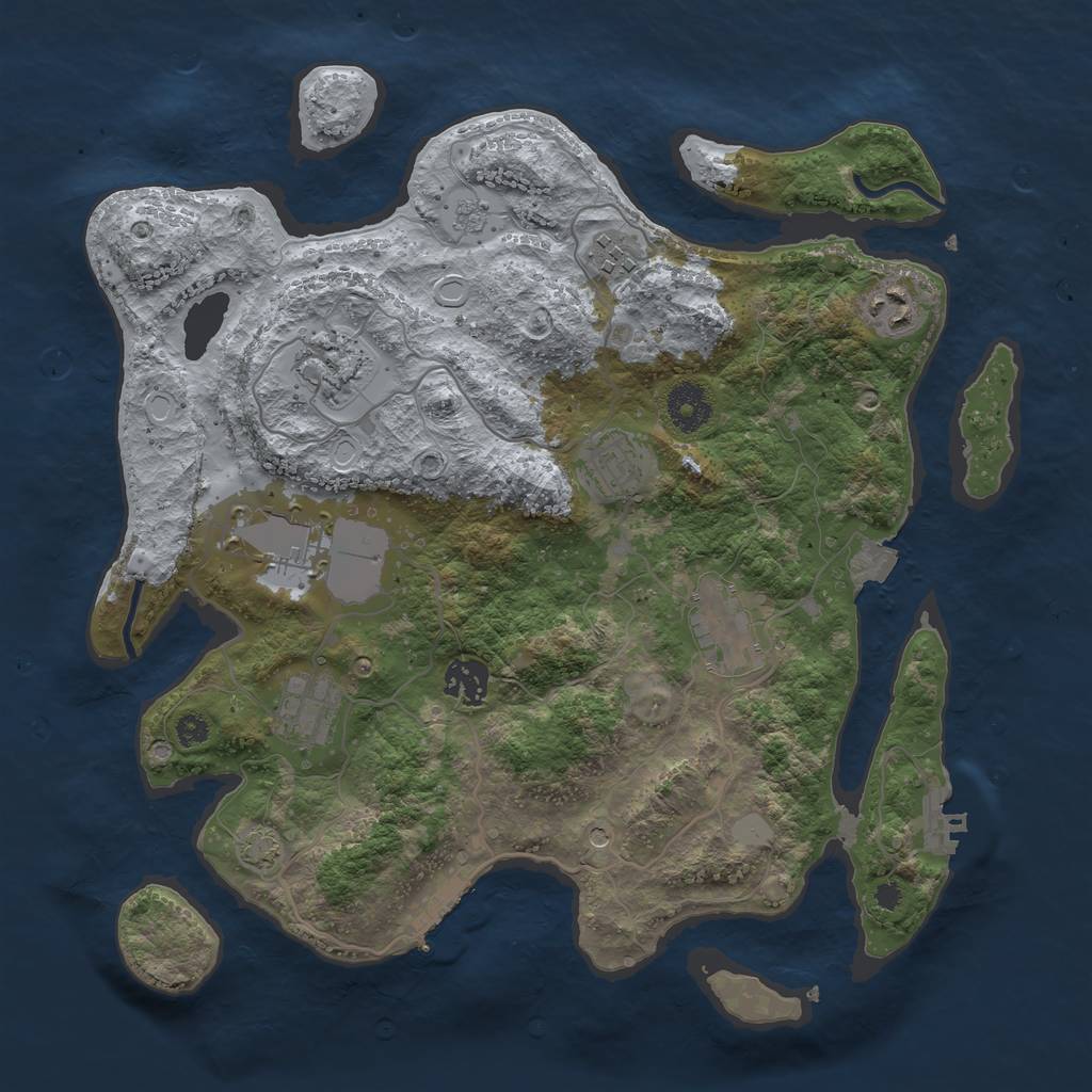 Rust Map: Procedural Map, Size: 3500, Seed: 98786805, 16 Monuments
