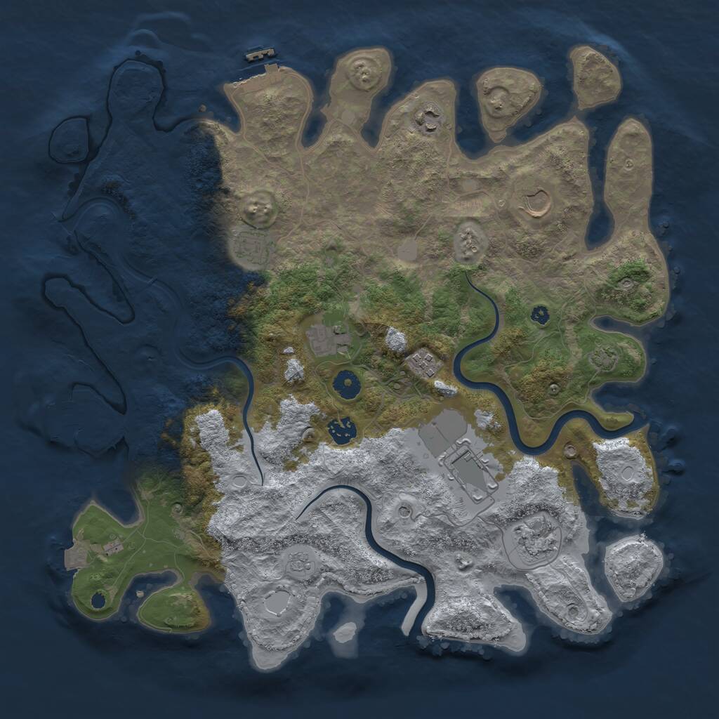 Rust Map: Procedural Map, Size: 3950, Seed: 39811573, 14 Monuments