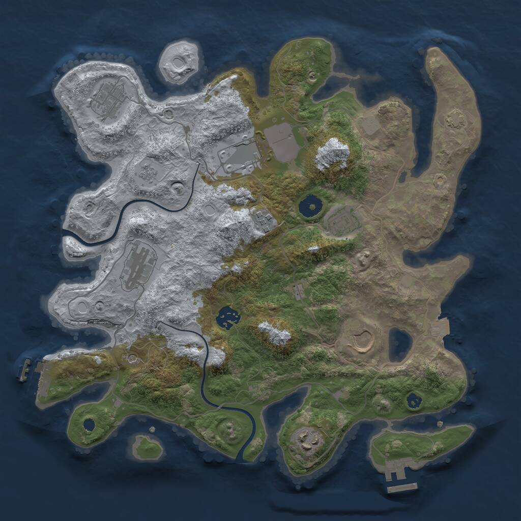 Rust Map: Procedural Map, Size: 3500, Seed: 602424247, 14 Monuments