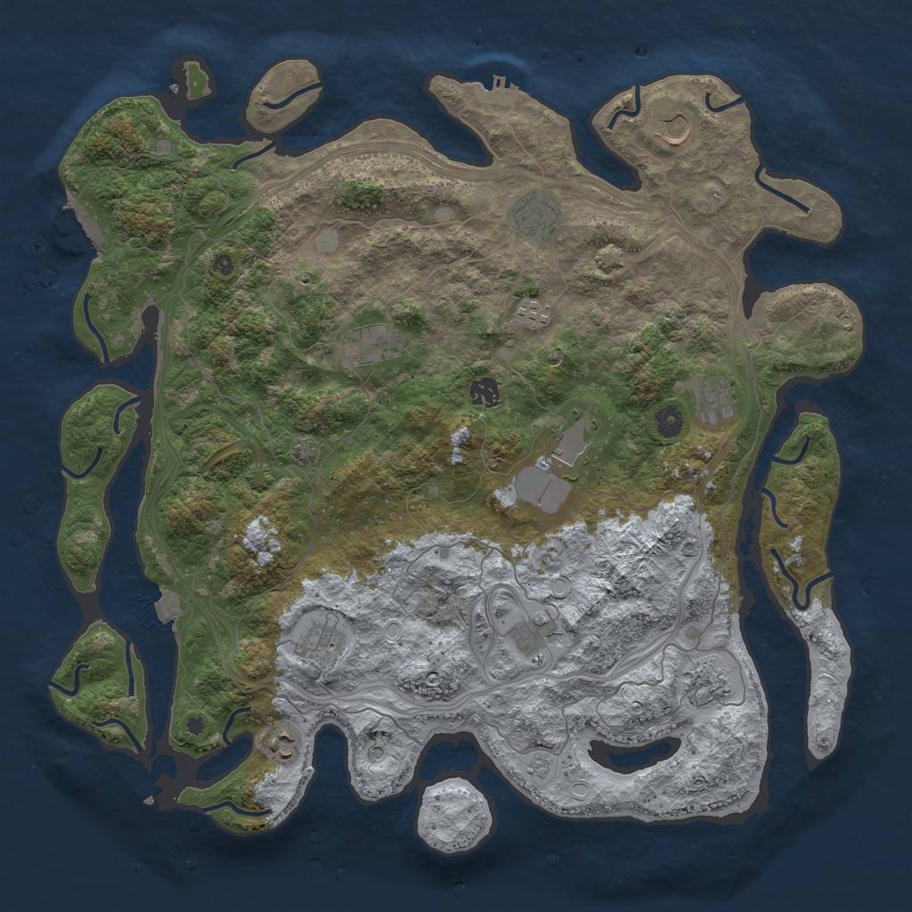 Rust Map: Procedural Map, Size: 4500, Seed: 406965167, 19 Monuments