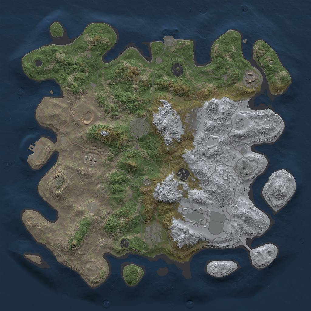 Rust Map: Procedural Map, Size: 3700, Seed: 644879541, 15 Monuments