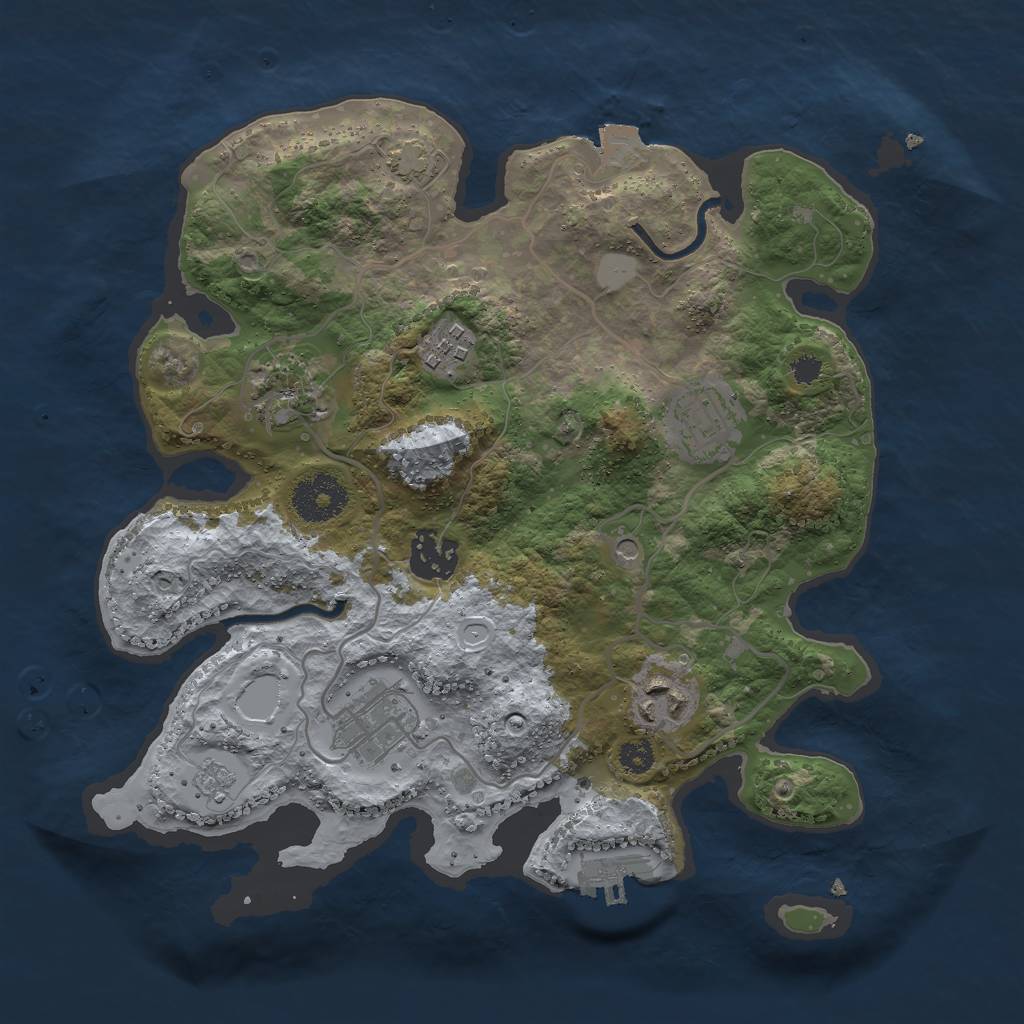Rust Map: Procedural Map, Size: 3000, Seed: 435456, 13 Monuments